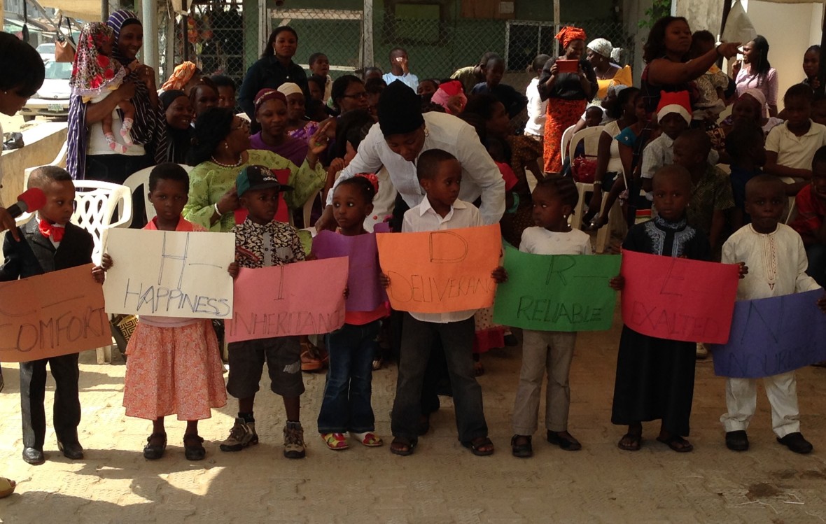 Young students show what children stand for during the Ife Oluwa Christmas Pageant.